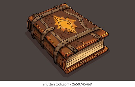Libro viejo aislado en un fondo gris.