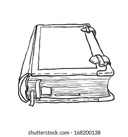 Old book isolated on white. Sketch