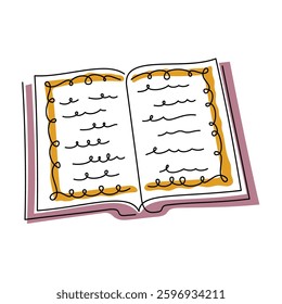 Old book line art vector illustration