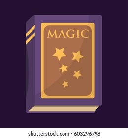 Old book with magic stars text fairytale vintage mystery fantasy imagination education literature and religion bible dark dream page vector illustration.