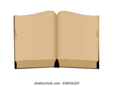 Old book with torn yellowed pages - isolated on white background - art creative modern vector.