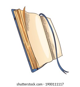 Old book. Vector old open book with empty page, parchment paper. Retro writing stationery for poetry work or education