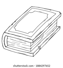 Old book. Vector thick antique book. Damaged book.