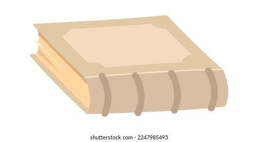 Old book with white cover flat icon Vintage manuscript. Vector illustration