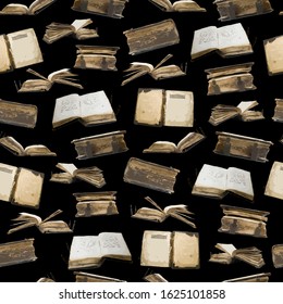Old books collection, seamless pattern for your design. Vector illustration