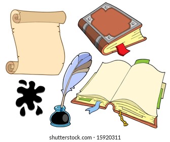 Old books collection - vector illustration.