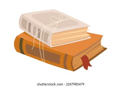 Old books flat icon Antique manuscripts Library. Vector illustration