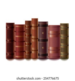 Old Books Isolated On White Photo-realistic Vector Illustration