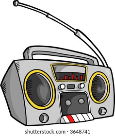 Old Boom Box Radio Vector Illustration