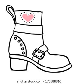 Old boot. Vector sketch