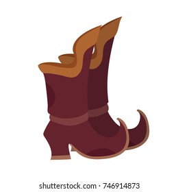 Old boots with bent ends and a beautiful boot.