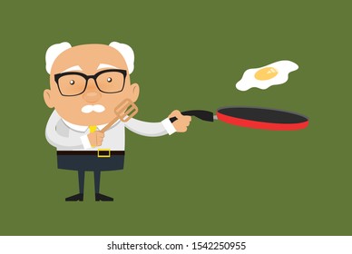 Old Boss Businessman - Preparing Food