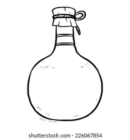 old bottle / cartoon vector and illustration, black and white, hand drawn, sketch style, isolated on white background.