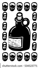 Old bottle and frame of glasses