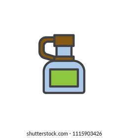 Old bottle with rum filled outline icon, line vector sign, linear colorful pictogram isolated on white. Pirate Rum flask symbol, logo illustration. Pixel perfect vector graphics