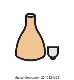 Old bottle water flat icon, classic bottle vector design illustration, isolated on white background. 