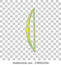 Old bow sign. Blue to green gradient Icon with Four Roughen Contours on stylish transparent Background. Illustration.
