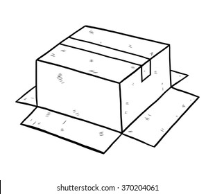 old box / cartoon vector and illustration, black and white, hand drawn, sketch style, isolated on white background.