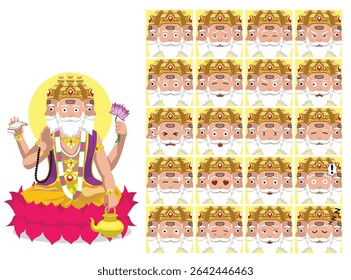Old Brahma Cartoon Emotion faces Vector Illustration