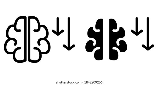 Old Brain, Dementia Disease, Memory Loss Outline and Glyph Icon