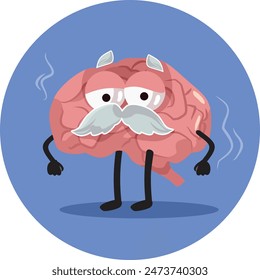 
Old Brain Feeling Unwell Vector Cartoon illustration. Early stage of dementia installed in an elderly human brain
