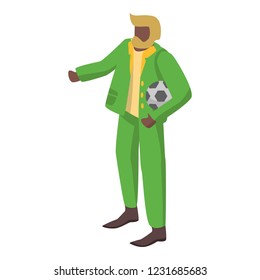Old brazil soccer supporter icon. Isometric of old brazil soccer supporter vector icon for web design isolated on white background