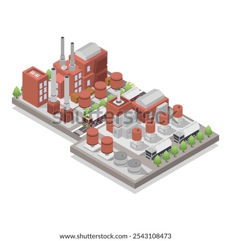 Old brewery isometric illustrated on white background
