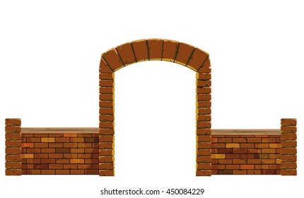 Old brick arch on a white background
