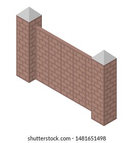 Old brick fence icon. Isometric of old brick fence vector icon for web design isolated on white background