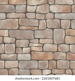 Old Brick Seamless Texture Pattern Detailed Hand Drawn Painting Illustration