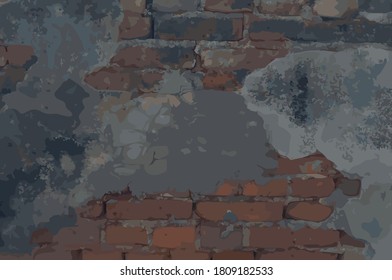 Old brick and vintage Stone Wall, Concrete cement  texture, Background. vector illustration.