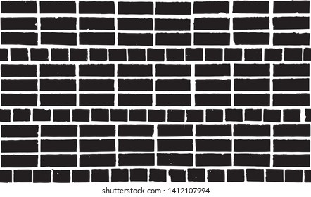 Old brick wall background. Grunge vector seamless pattern. Black and white illustration for your design.