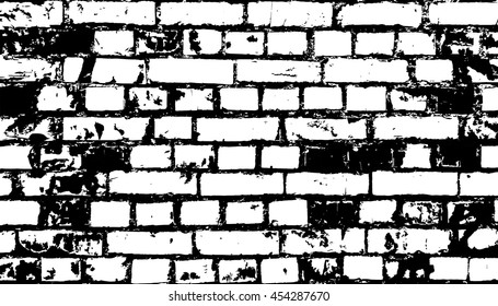 Old brick wall background. Grunge vector pattern. Vintage design illustration.