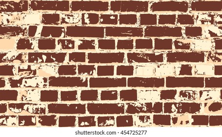 Old brick wall background. Grunge vector illustration.