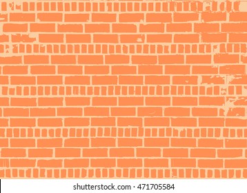 Old brick wall background. Grunge vector illustration.