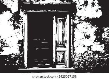 Old brick wall with boarded up wooden boards window. Wall of an abandoned ruined building