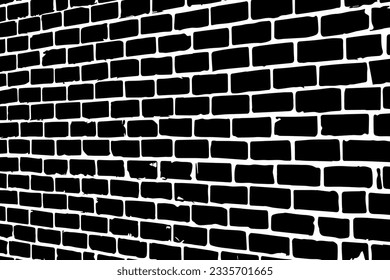 Old brick wall with diminishing perspective. Grunge vector illustration. Abstract background.