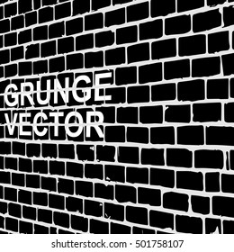 Old brick wall with diminishing perspective. Grunge vector graffiti. Abstract vintage background.