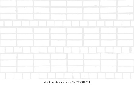 Old brick wall seamless pattern. White brick wall texture. Vintage vector background.