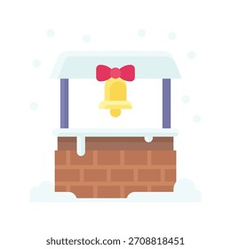 Old Brick Well Winter Flat Style Icon,