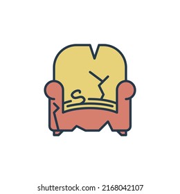 Old Broken Armchair Vector Destroyed Furniture Concept Colored Icon Or Symbol