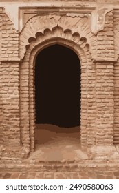Old broken buildings door's illustration