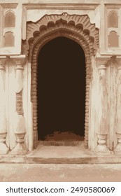 Old broken buildings door's illustration