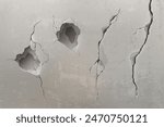 Old broken concrete wall with cracks and holes. Realistic 3d vector illustration of damage cement surface with fissure. Ancient grunge destructed stone construction texture with fracture and cleft.
