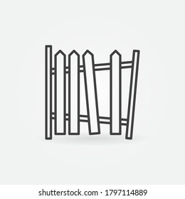 Old Broken Fence Vector Concept Icon Or Symbol In Thin Line Style