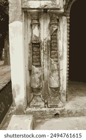 Old broken mossy piller image