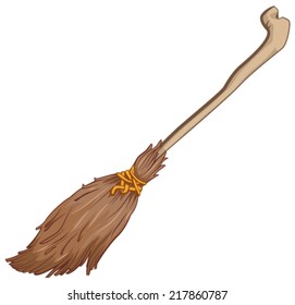 Old broom. Illustration isolated in vector format