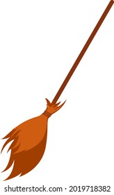 Old broom, illustration, vector on a white background