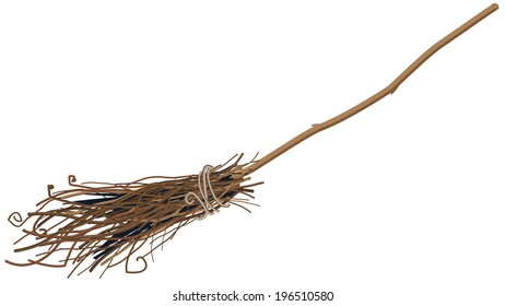 Old broom isolated. Illustration in vector format