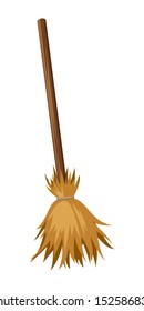 Old broom. Vector illustration.